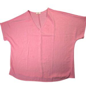 Entro Shirt Womens 1X Pink V Neck Dolman Sleeve USA Lightweight Flowy Top
